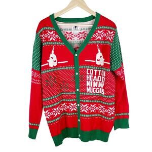Elf The Movie Buddy Men's Size XL Ninny Muggins Cardigan Ugly Christmas Sweater